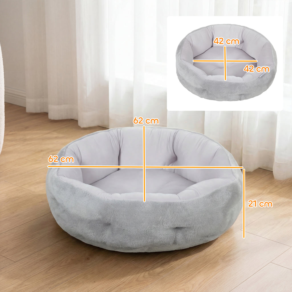 Panier Rond Réversible pour Petit Chien et Chat – Gris Clair 62 cm