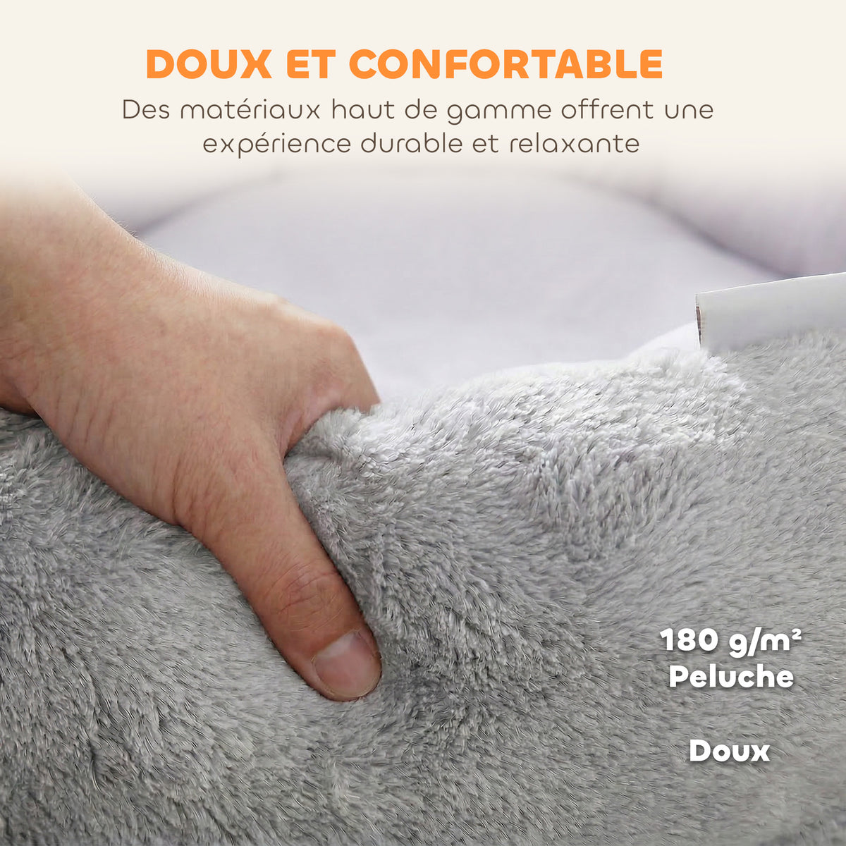 Panier Rond Réversible pour Petit Chien et Chat – Gris Clair 62 cm