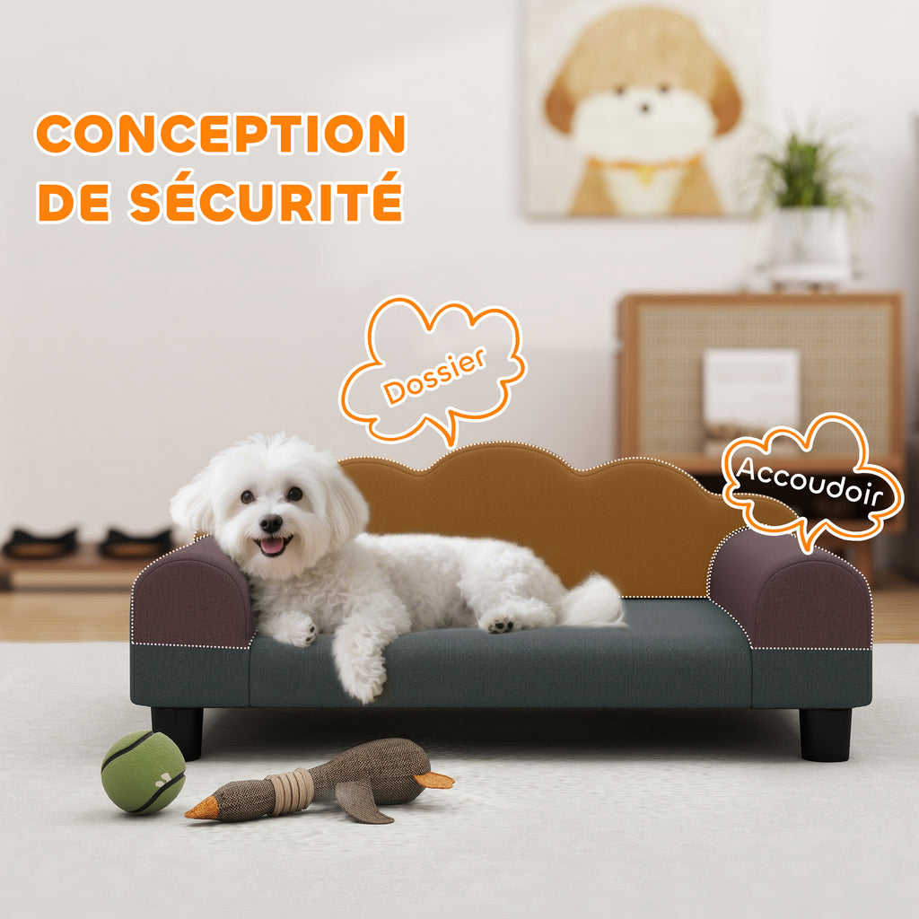 Canapé pour Petit Chien en Velours Gris Foncé – 66 × 42 cm