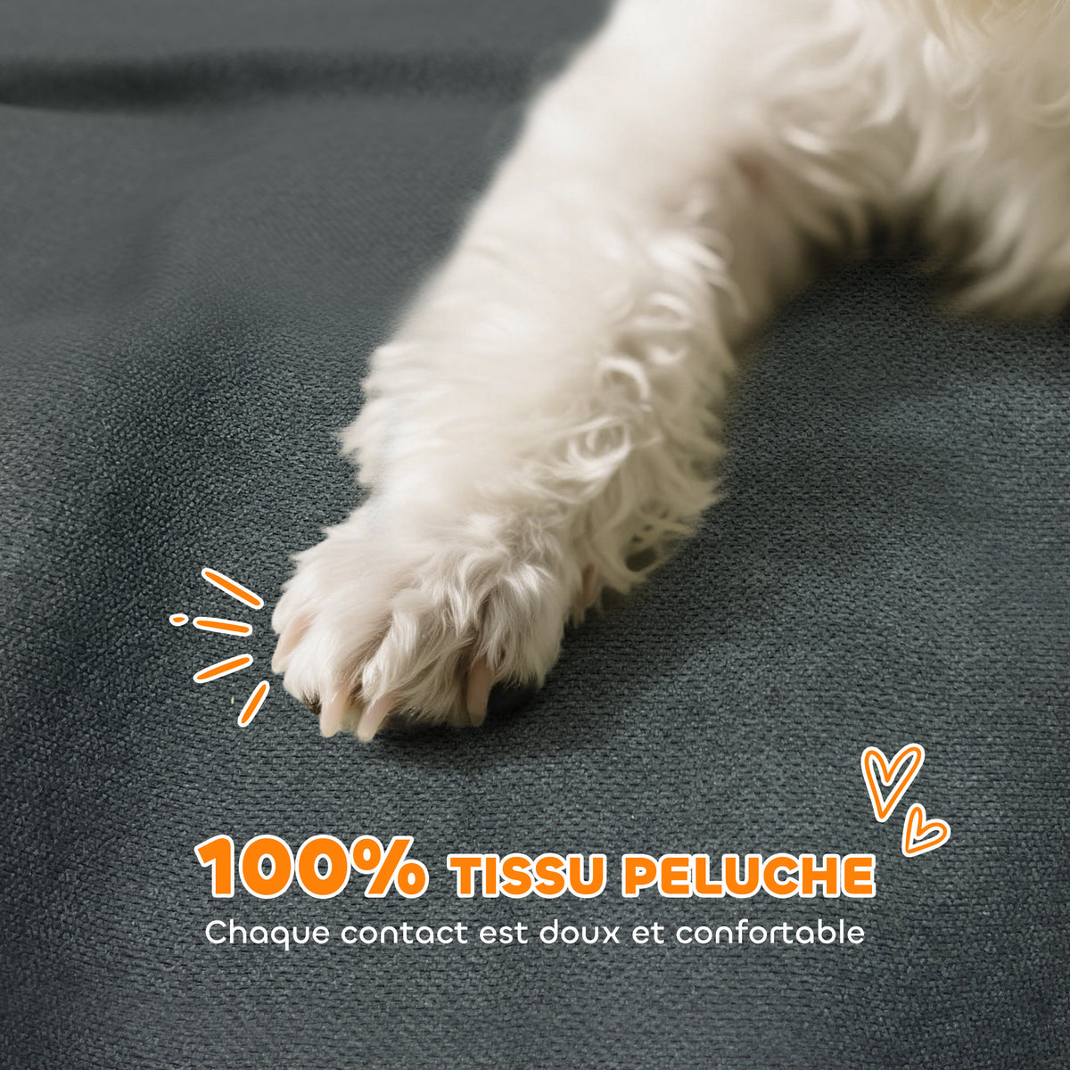 Canapé pour Petit Chien en Velours Gris Foncé – 66 × 42 cm