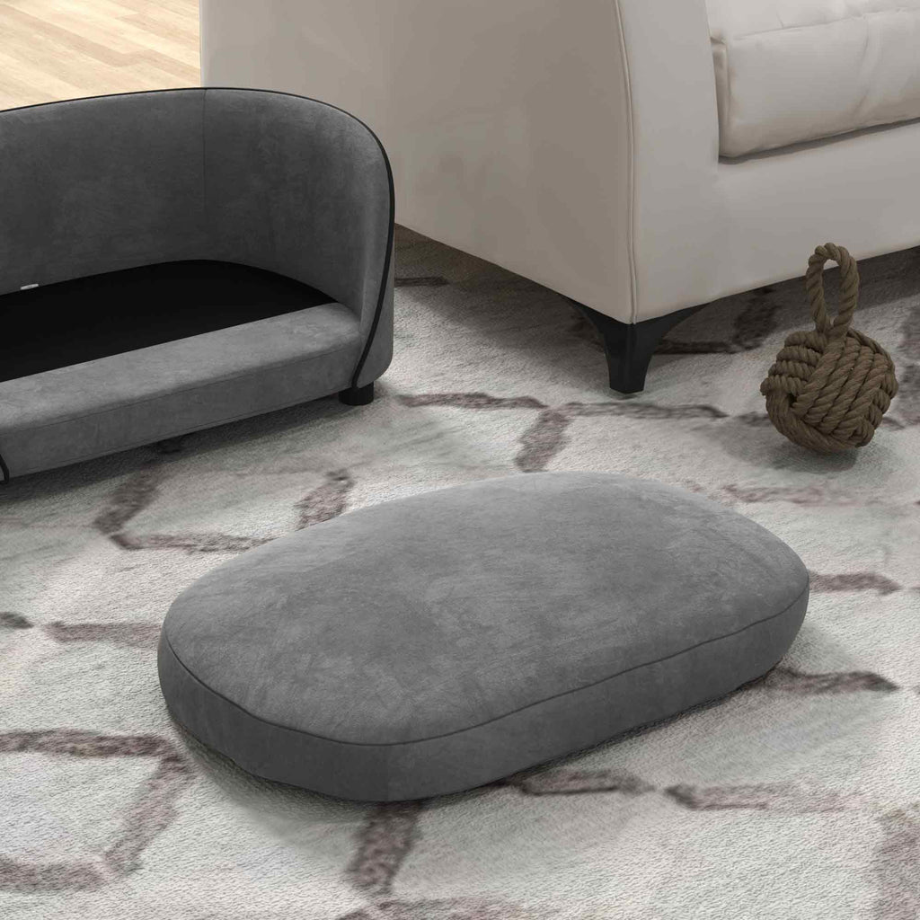 Canapé pour chien en velours gris avec coussin lavable – vue 9