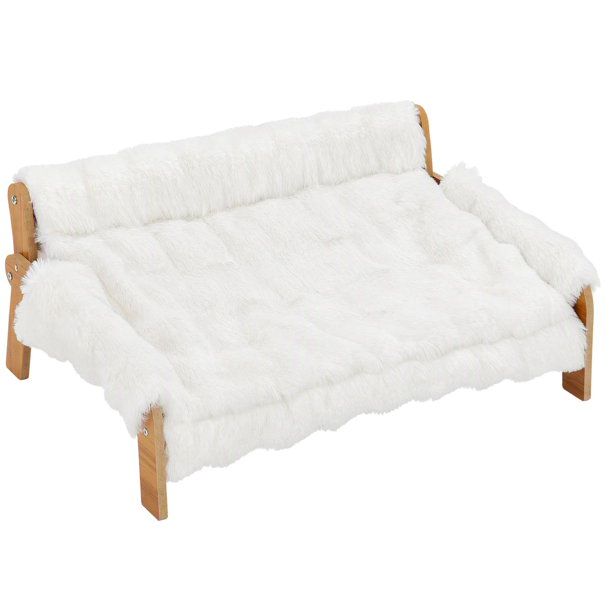Canapé Surélevé pour Petit Chien – Coussin Amovible Blanc 70 × 47 cm