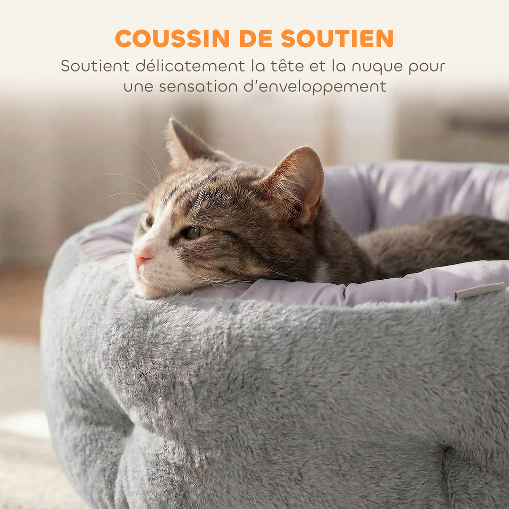 Panier Rond Réversible pour Petit Chien et Chat – Gris Clair 62 cm
