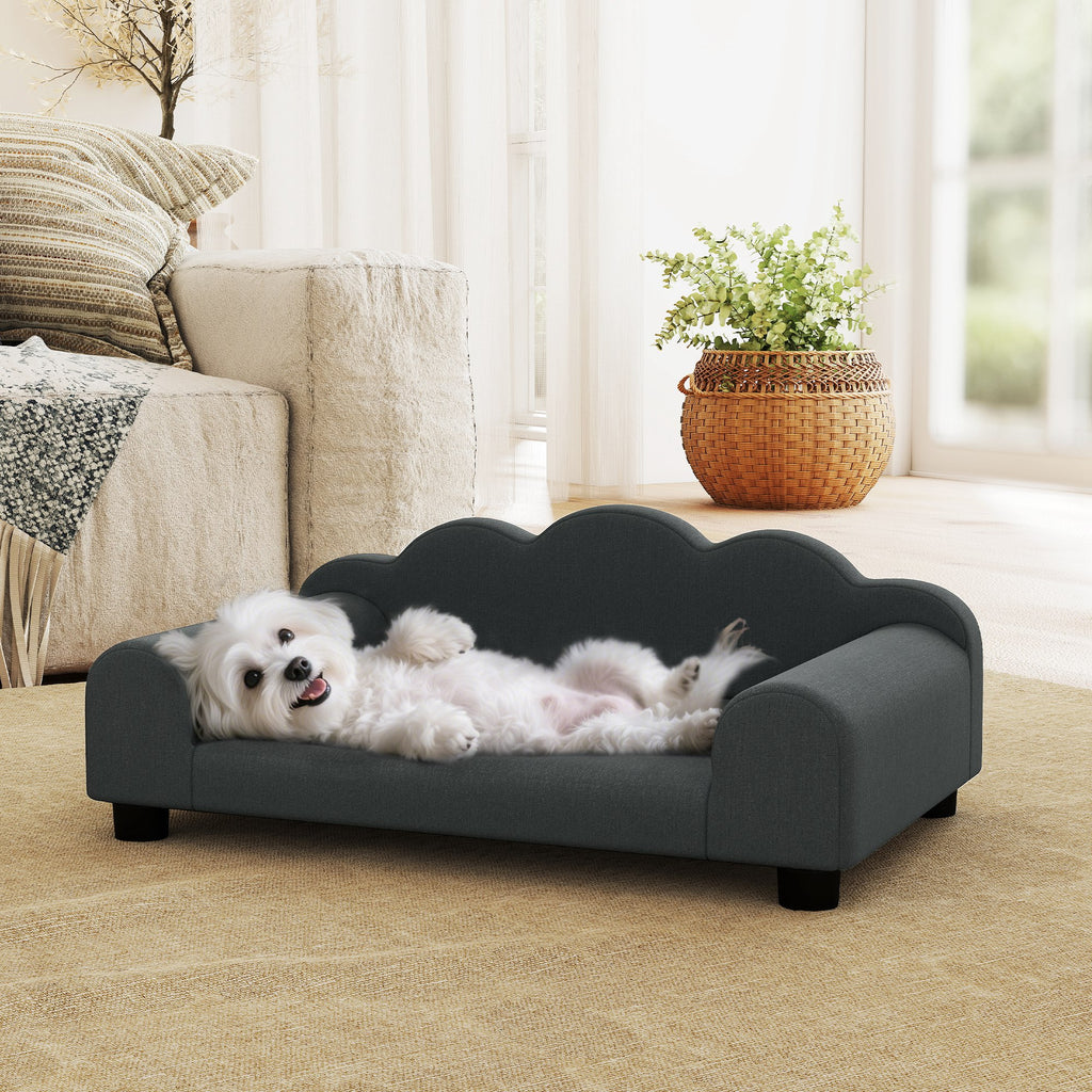 Canapé pour Petit Chien en Velours Gris Foncé – 66 × 42 cm