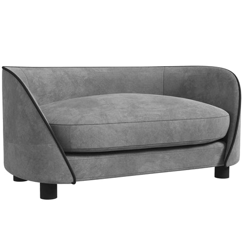 Canapé pour chien en velours gris avec coussin lavable – vue 1